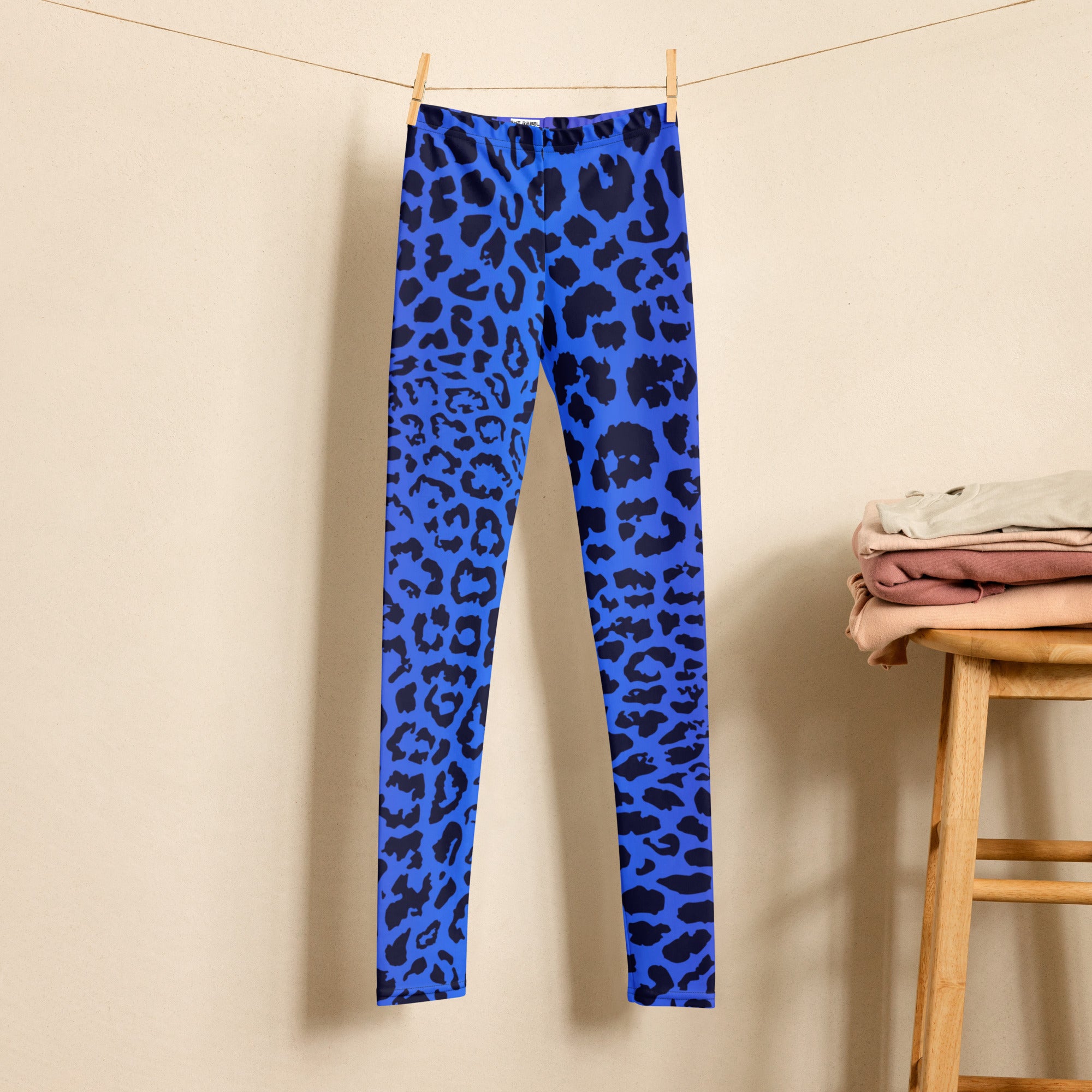 SHE REBEL - Blue Leopard Print Youth Leggings (Girls' Sizes 8 - 20)